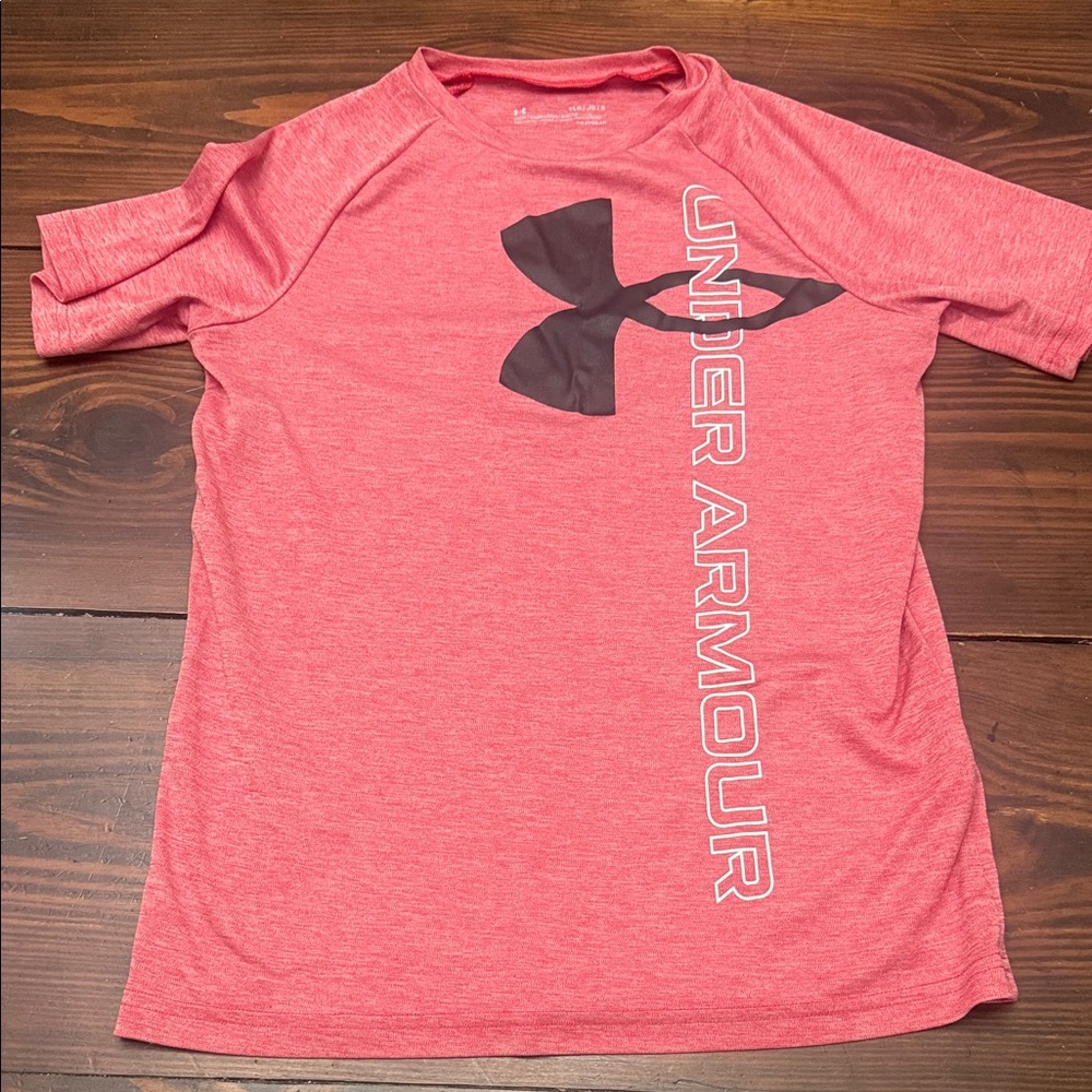 Under Armour Heathered Red Dri-fit Tee with Black Logo